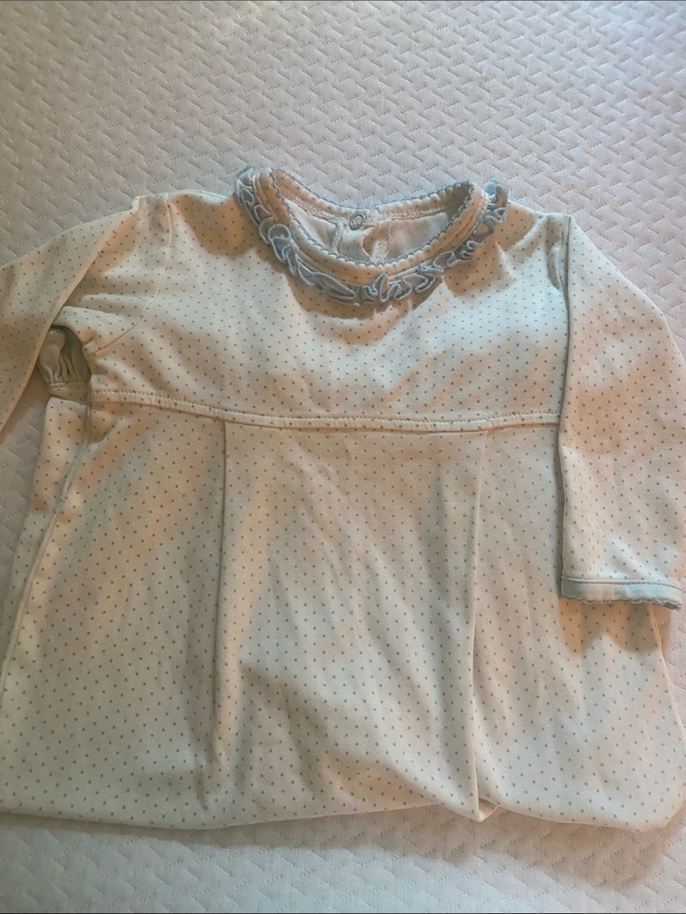 Cream Polka-Dot Long Sleeve One-Piece Dress for Kids